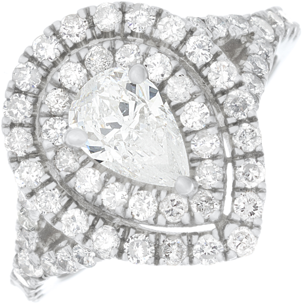 Pear Shape Double Halo Ring